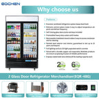 2 Door Commercial Display Refrigerator, EQCHEN 48 Inch Commercial Drinks Fridge