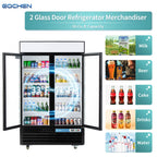 2 Door Commercial Display Refrigerator, EQCHEN 48 Inch Commercial Drinks Fridge