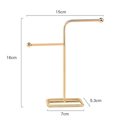 Jewelry Organizer Wooden Rack Bracelet Earring Holder Display Decoration Stand Earring Support Display Decoration Rack Small Jewelry Display Holder T-Shaped Iron Fashion Home Bracelet Pendant Jewelry Storage Shelf Stand for Woman Girls