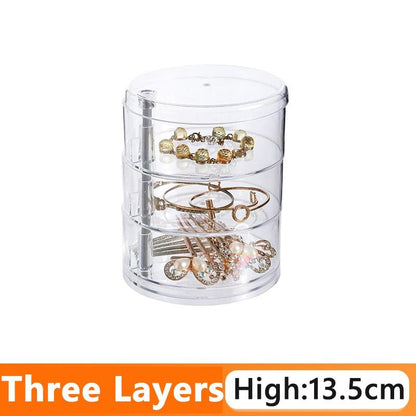 Rotating Jewelry Storage Box Makeup Storage Rack Bracelet Earring Round Plastic Organizer Boxes Holder Display Rack with Cover Rotatable Jewelry Storage Box Makeup Rack Storage Bracelet Earring Round Jewelry Organizer