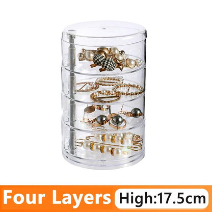 Rotating Jewelry Storage Box Makeup Storage Rack Bracelet Earring Round Plastic Organizer Boxes Holder Display Rack with Cover Rotatable Jewelry Storage Box Makeup Rack Storage Bracelet Earring Round Jewelry Organizer
