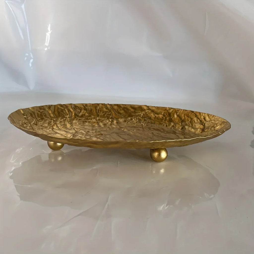 Storage Tray - Hammered Golden Metal