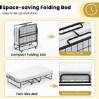 Twin Size Folding Bed with Memory Foam Mattress and Heavy-duty Metal Frame